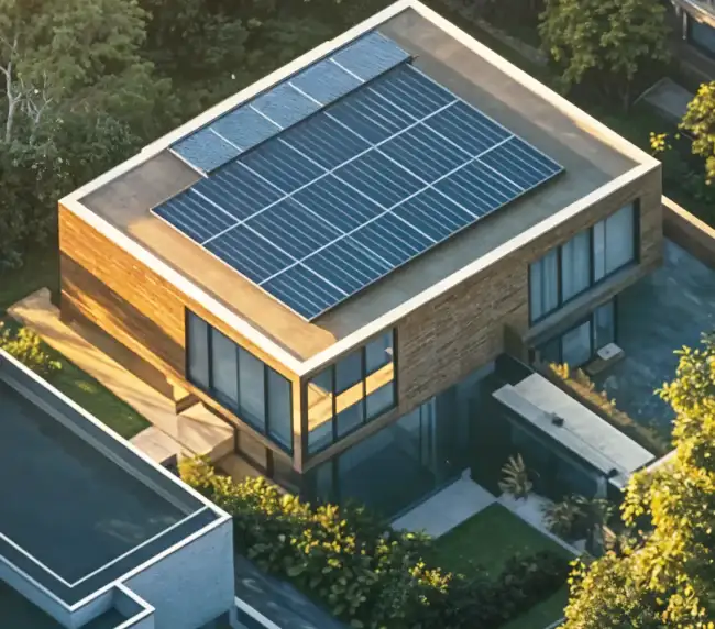 Vivienda pareada con placas solares