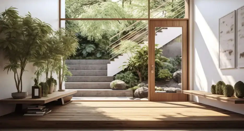 Interior de vivienda con vegetación